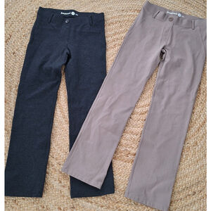 2 Betabrand Classic Dress Pant Yoga Womens XS Petite W0076 Tan Charcoal Pull On